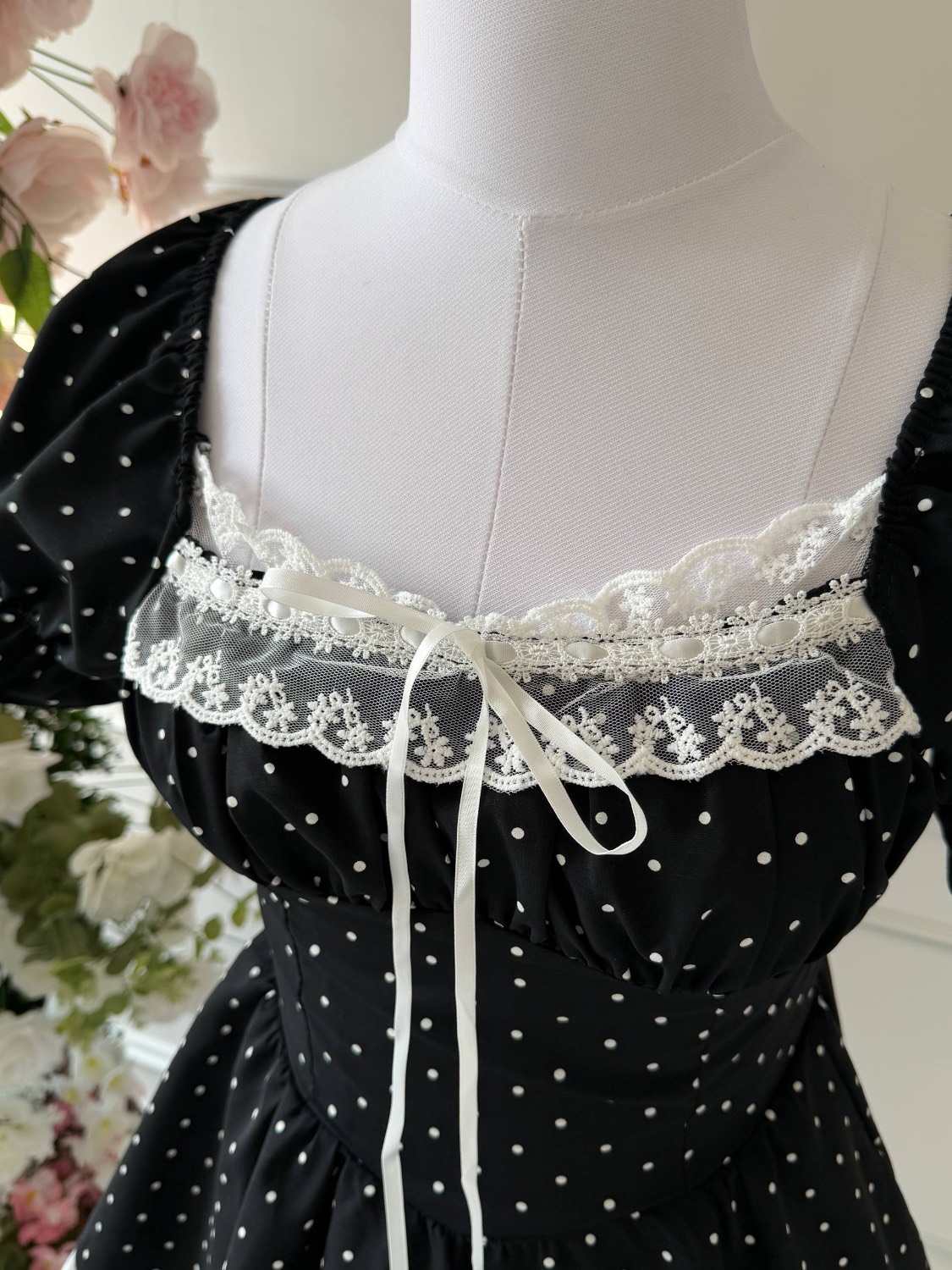 پیراهن پینترستی خال خالی کوتاه2687