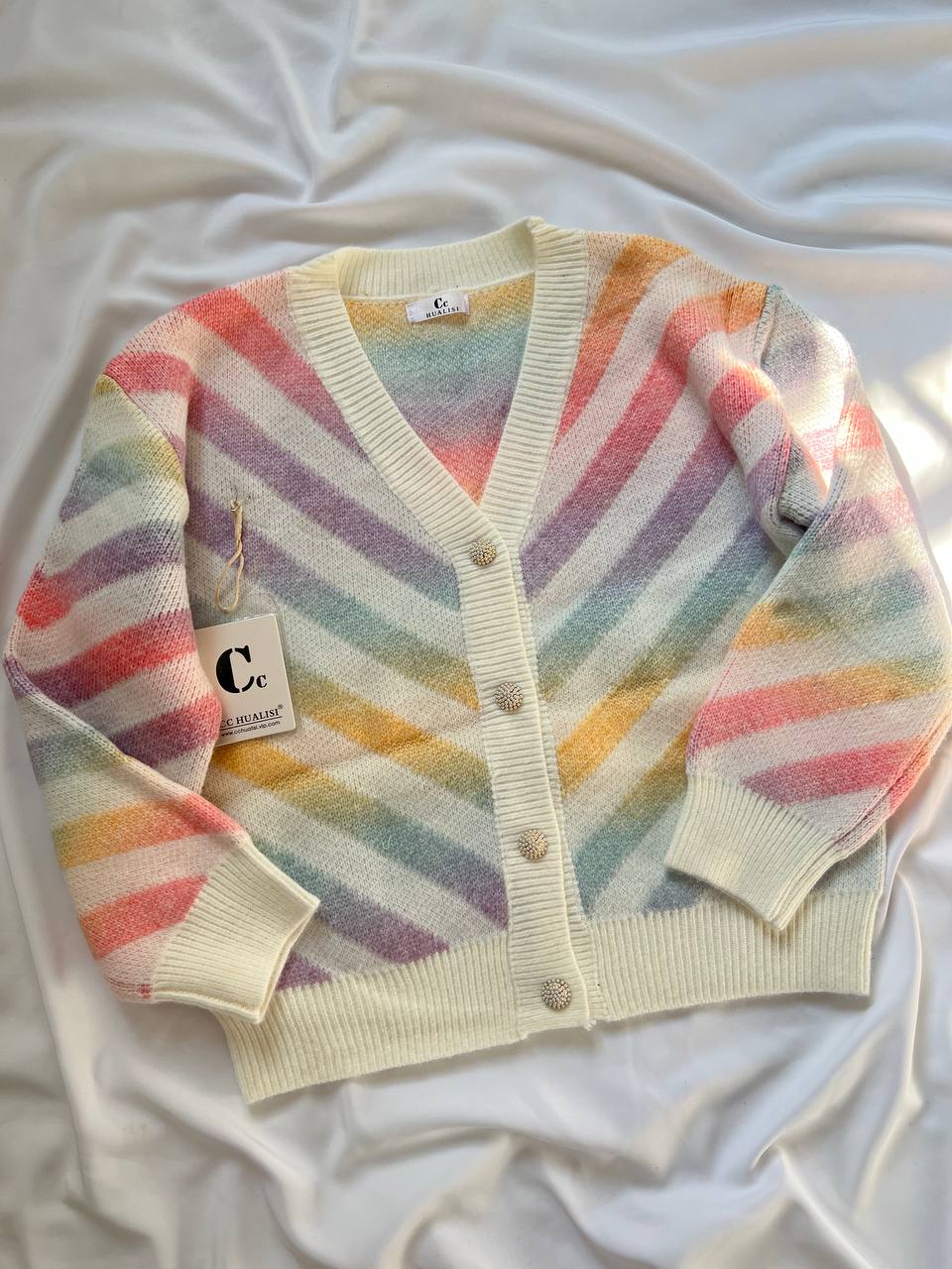 ژاکت بافت رنگین کمانی