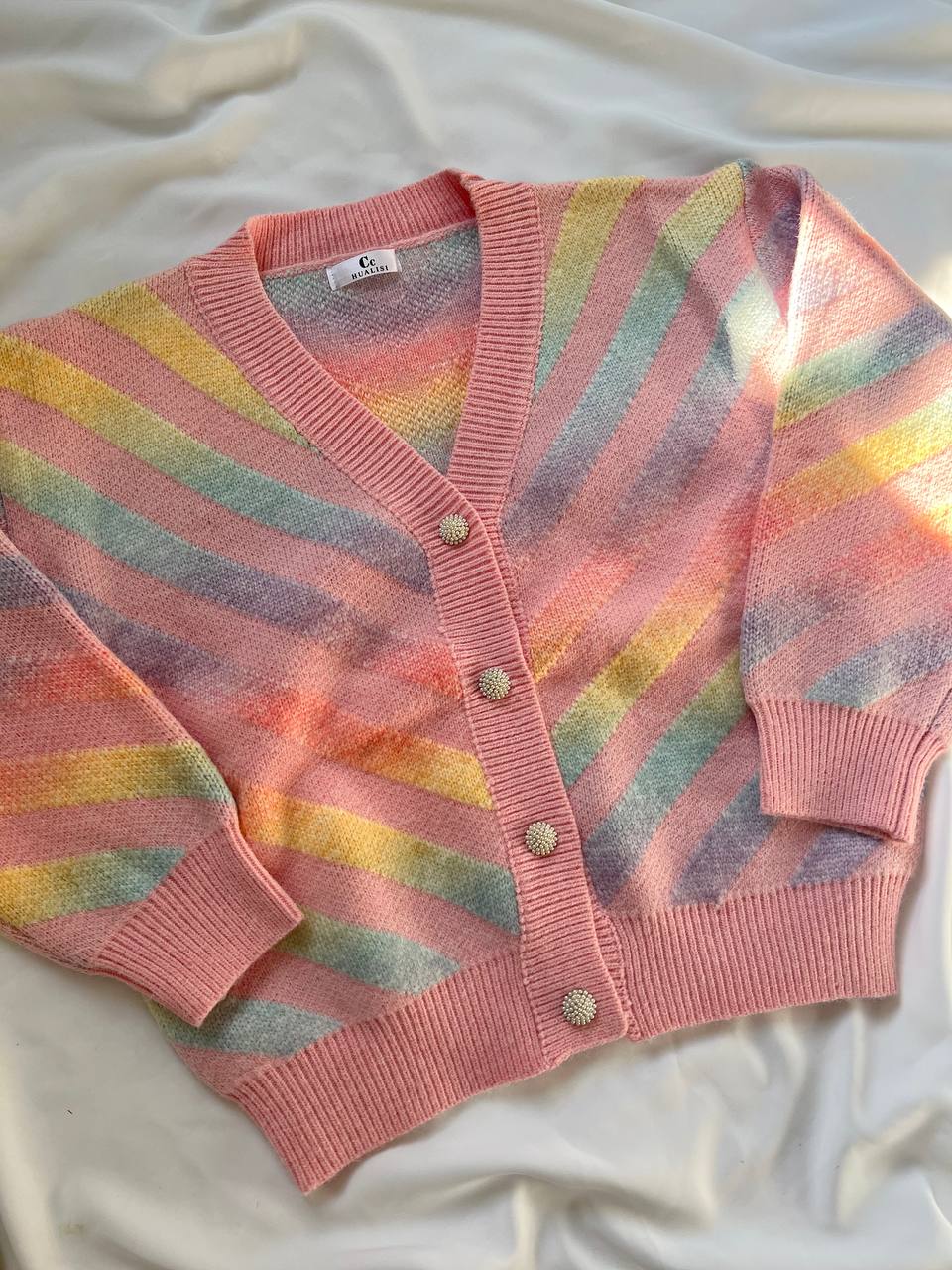 ژاکت بافت رنگین کمانی