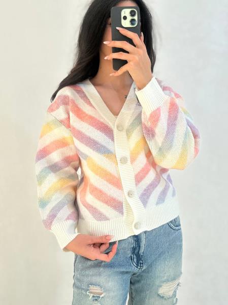 ژاکت بافت رنگین کمانی