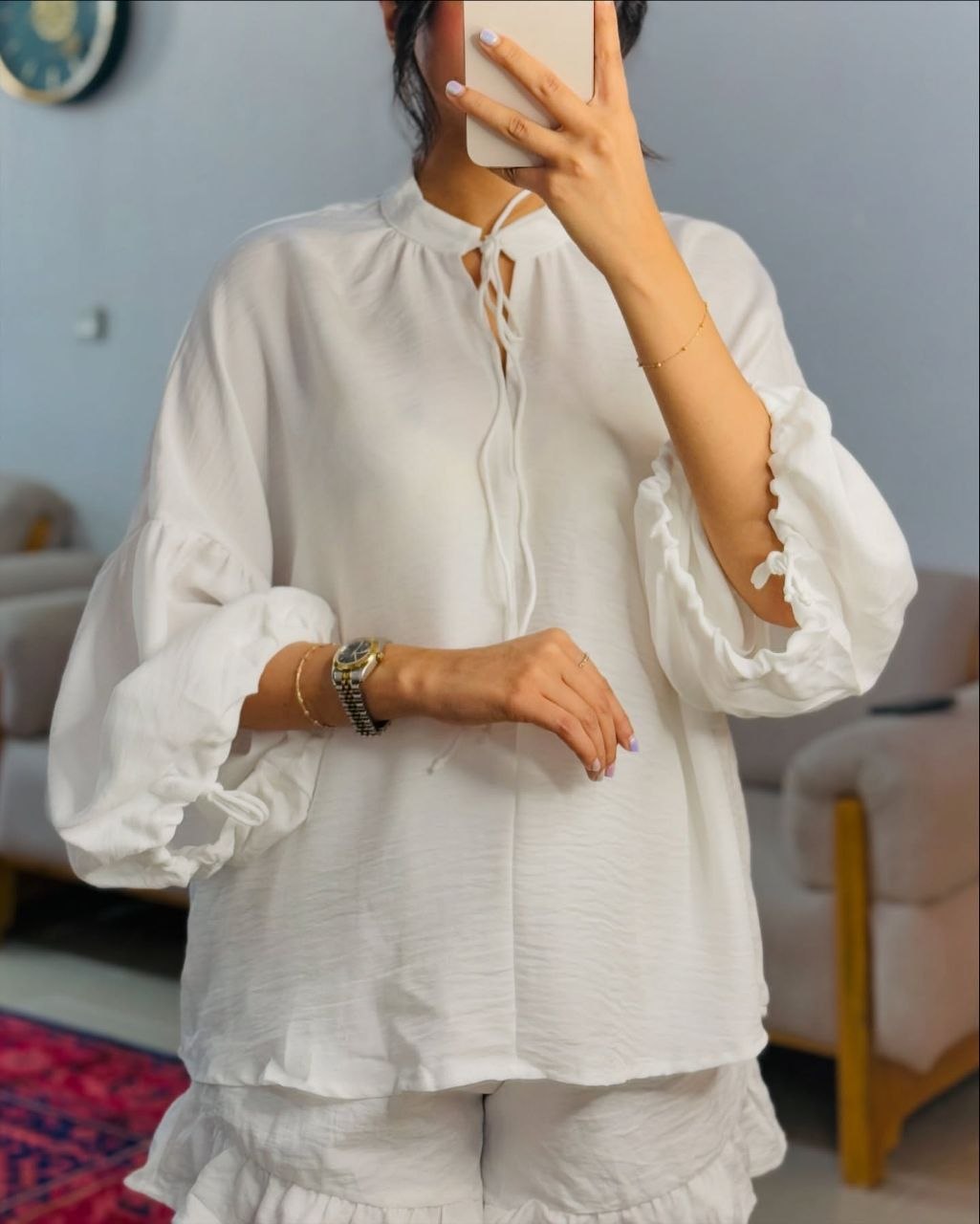 ست بلوز و شرتک لش نخی