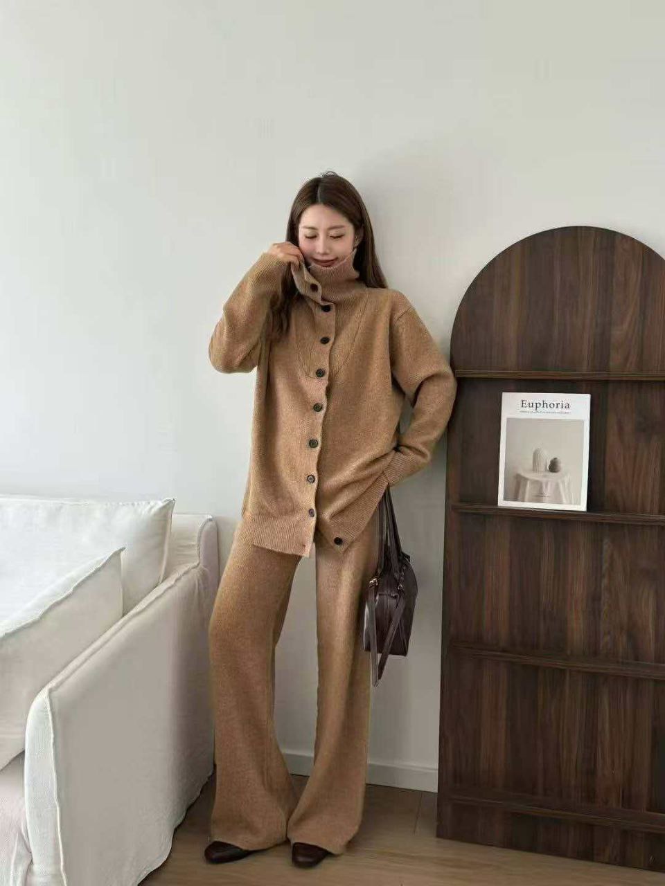 ست دو تیکه بافت یقه اسکی