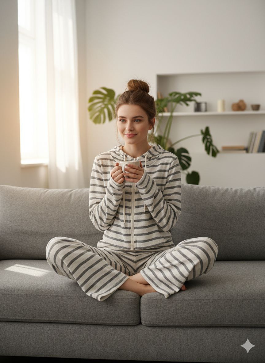 ست سویشرت و شلوار بگ راه راه 