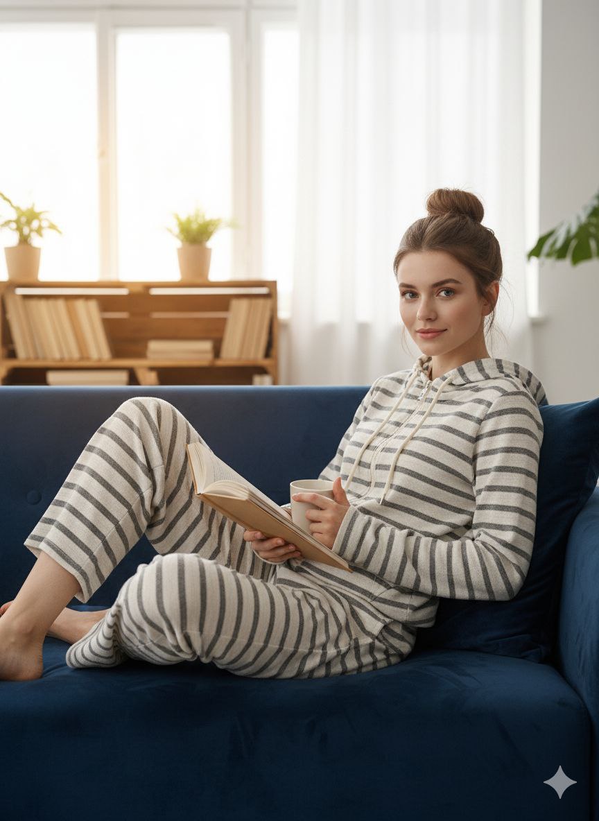 ست سویشرت و شلوار بگ راه راه 