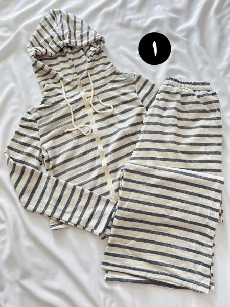 ست سویشرت و شلوار بگ راه راه