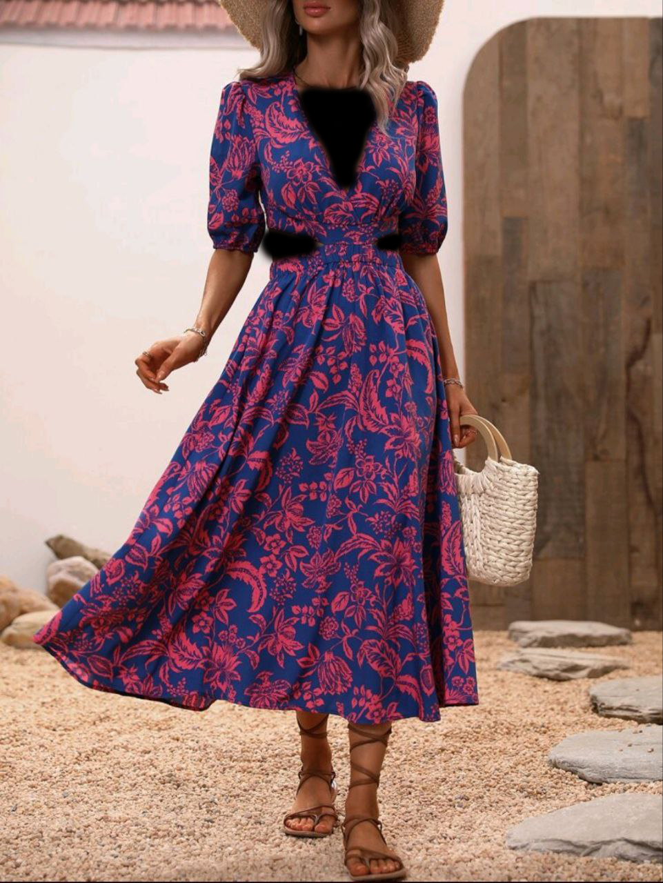  لباس آستین پف کمری