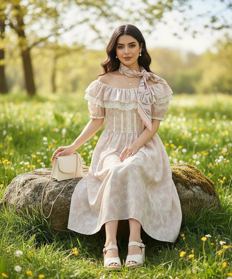 پیراهن بلند نخی مجلسی زنانه