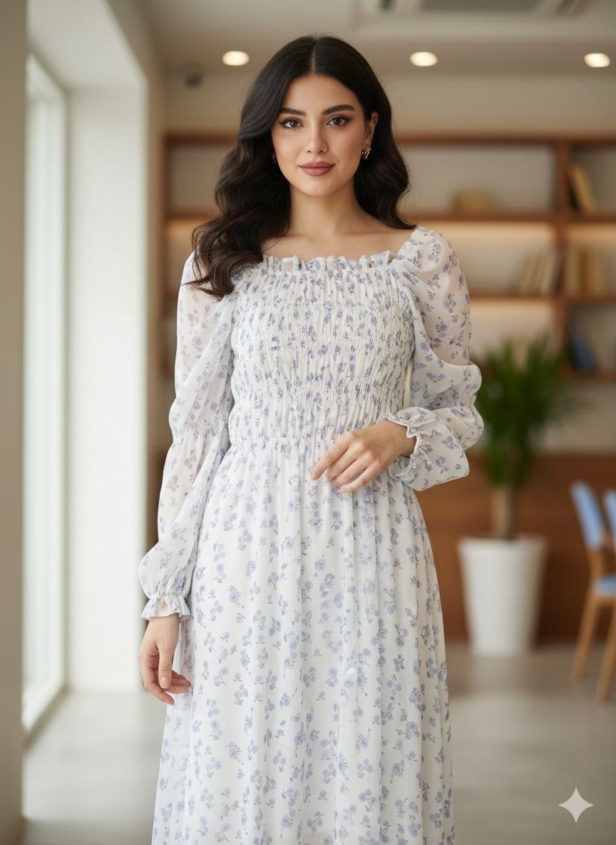 پیراهن حریر گلدار