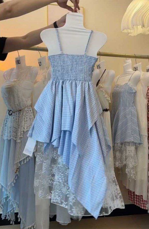 پیراهن دو بند نخی عروسکی پرنسسی