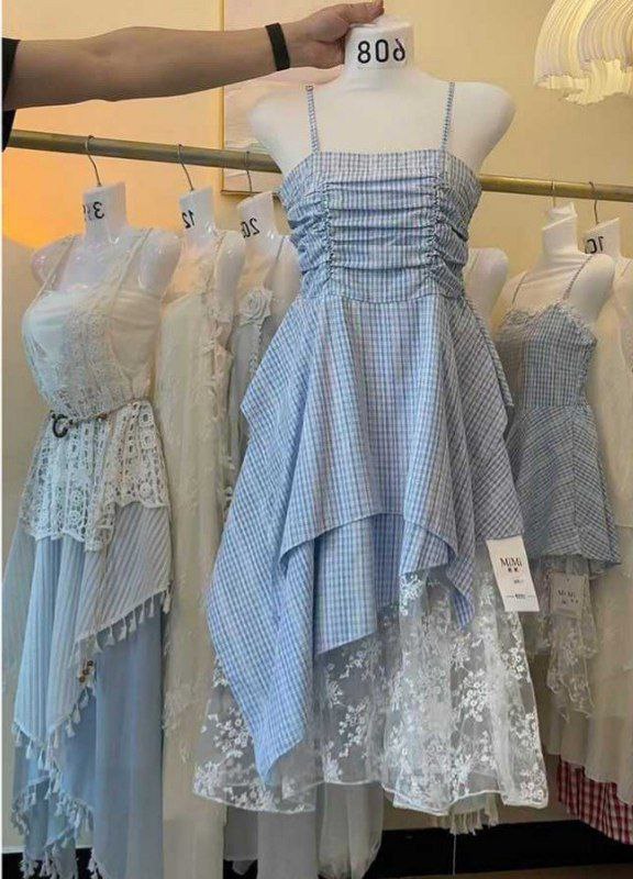 پیراهن دو بند نخی عروسکی پرنسسی