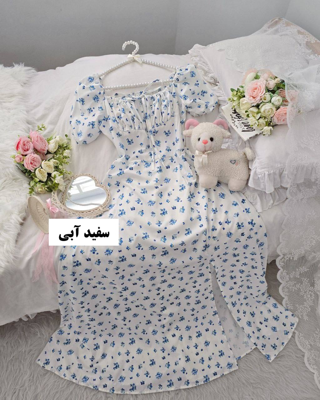 پیراهن گلدار آستین پفی