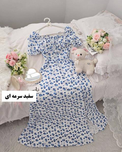 پیراهن گلدار آستین پفی