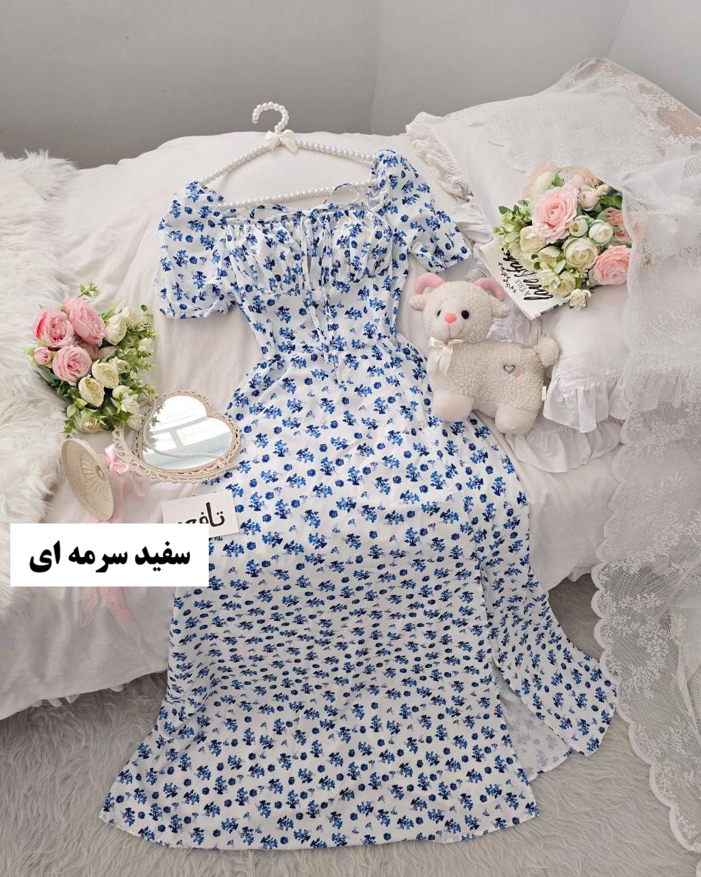 پیراهن گلدار آستین پفی