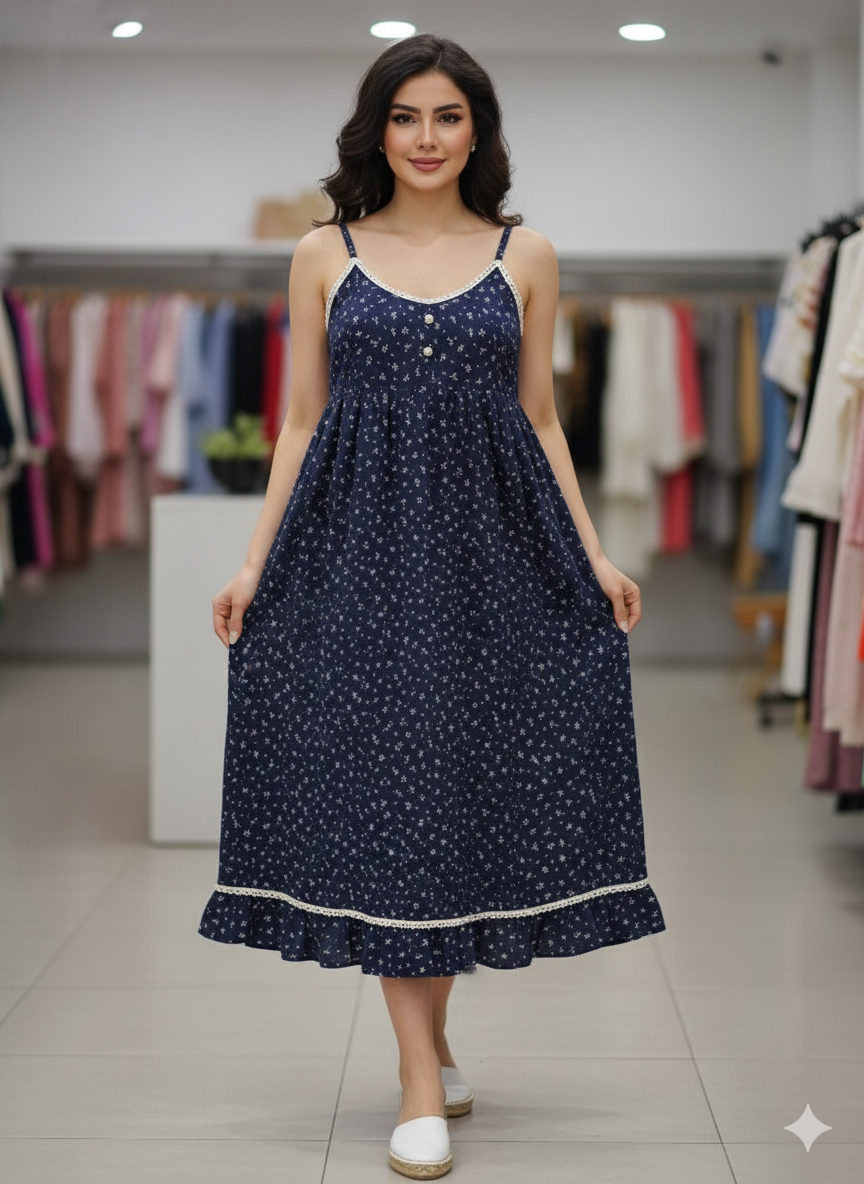 پیراهن گلدار نخی