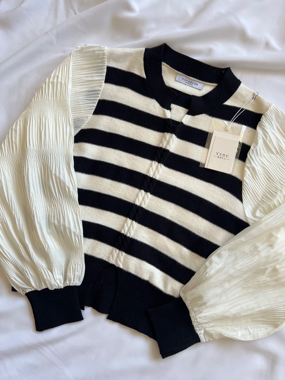 بلوز بافت آستین توری