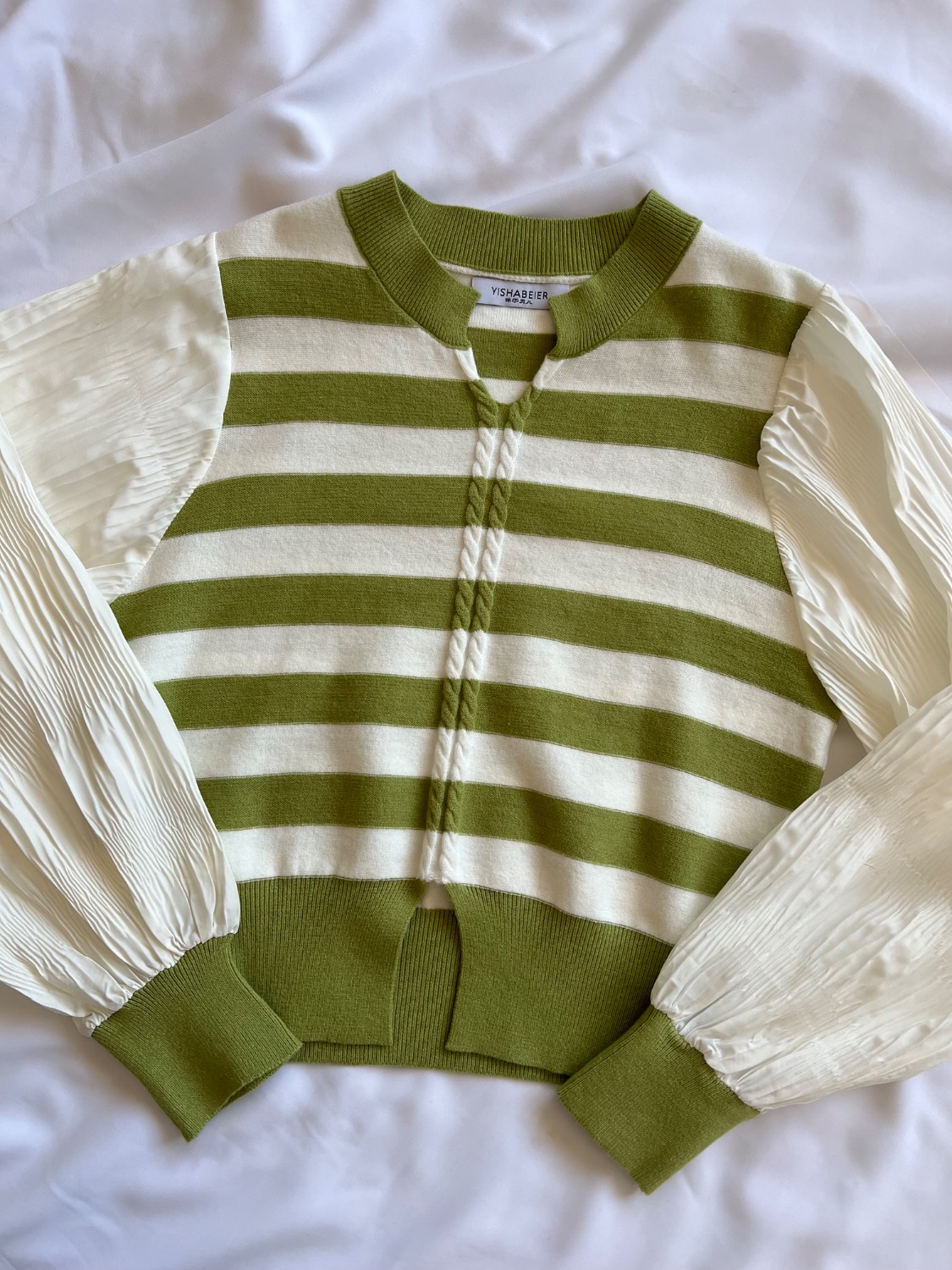 بلوز بافت آستین توری