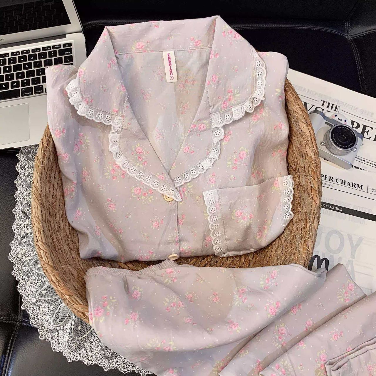 ست دو تیکه بلوز و شلوار نخی