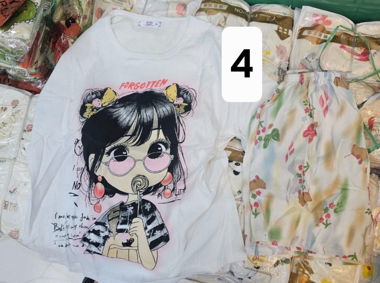 ست دو تیکه تیشرت و شرتک نخی