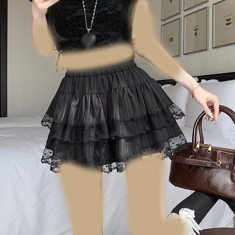 دامن کوتاه توری طبقه ای