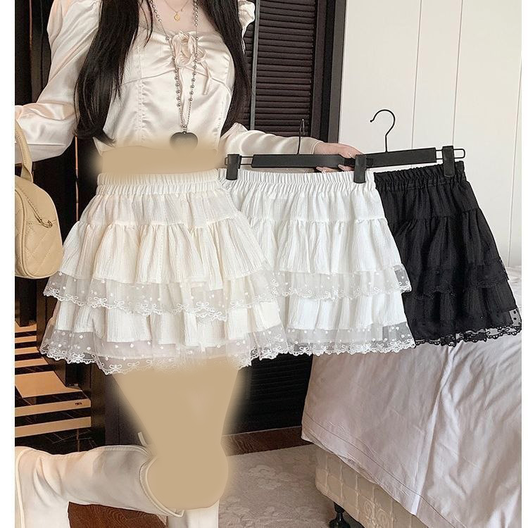 دامن کوتاه توری طبقه ای