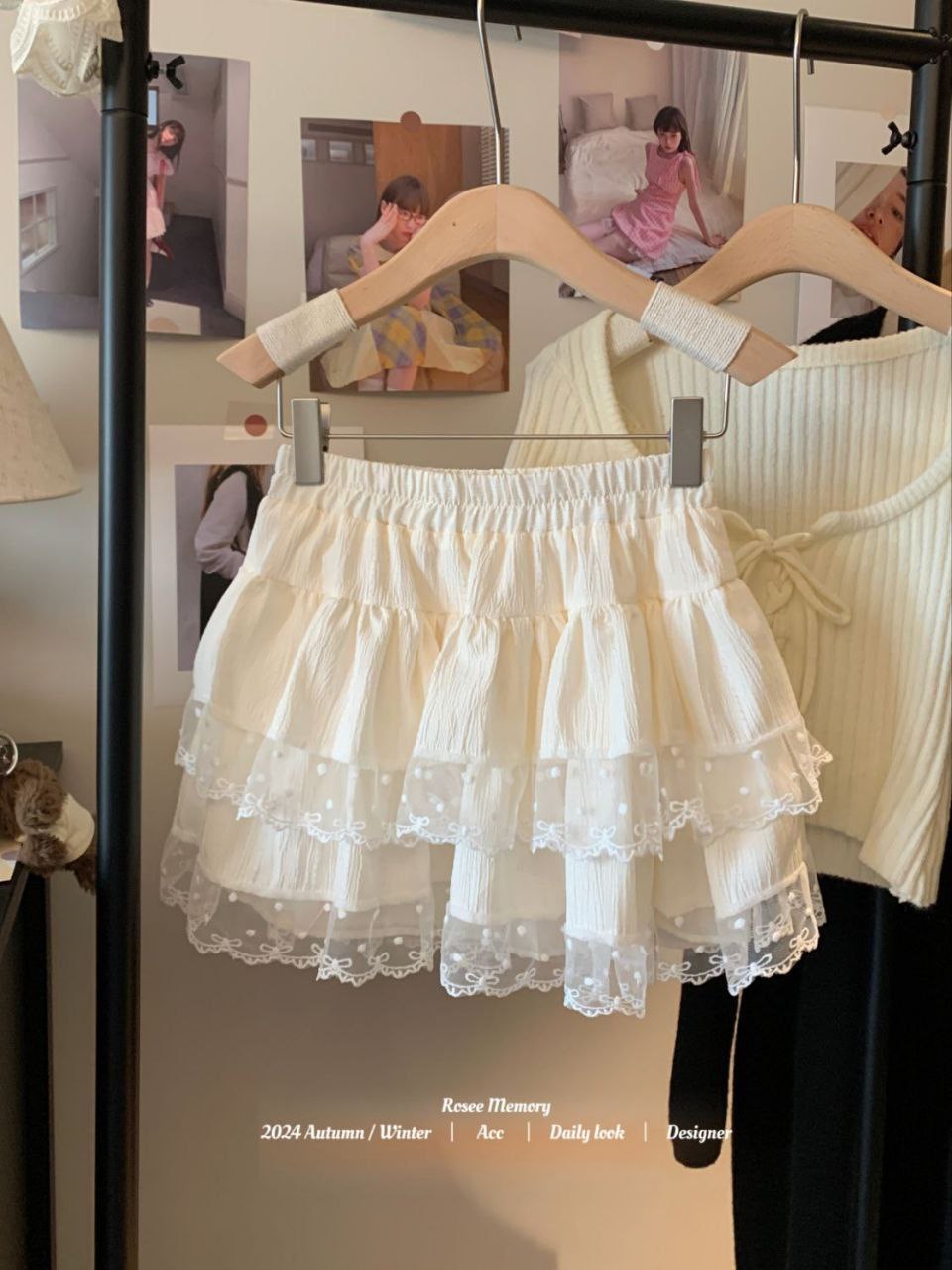 دامن کوتاه توری طبقه ای