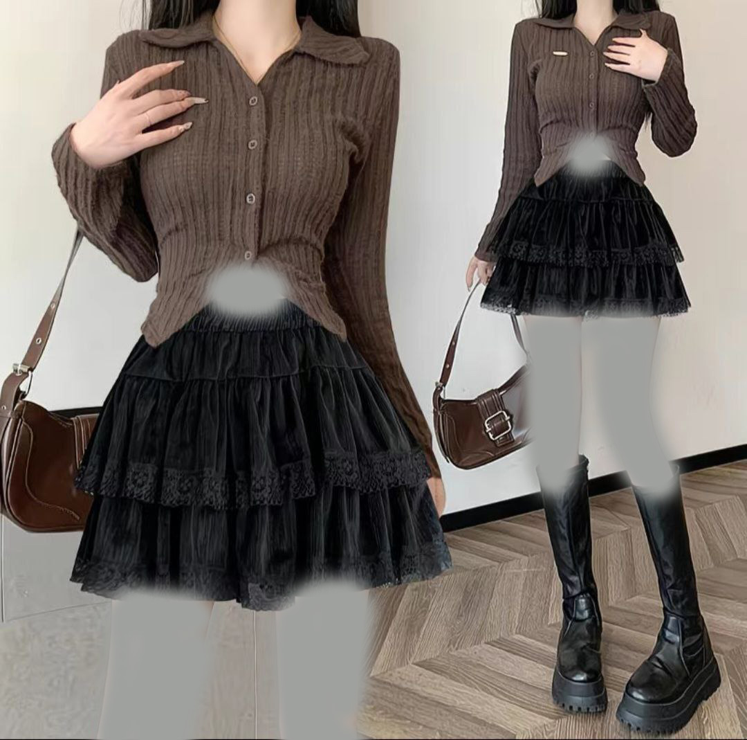 دامن کوتاه طبقه ای توری دار