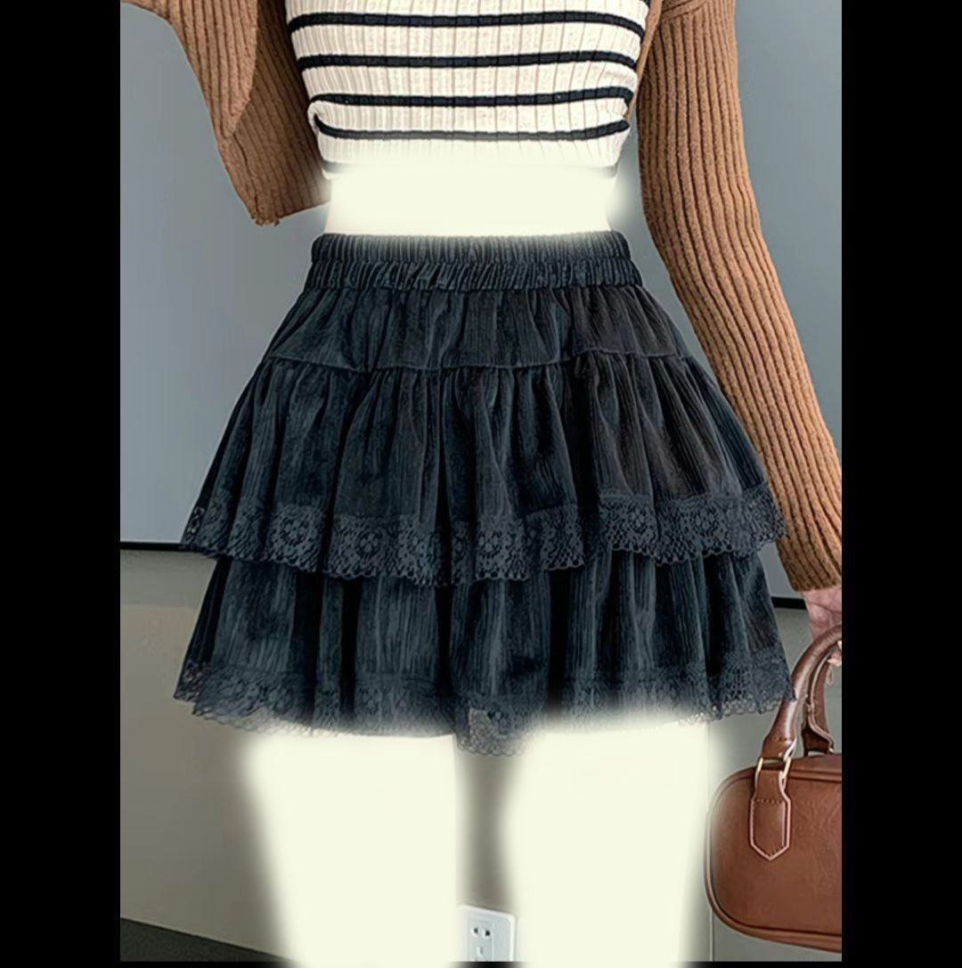 دامن کوتاه طبقه ای توری دار