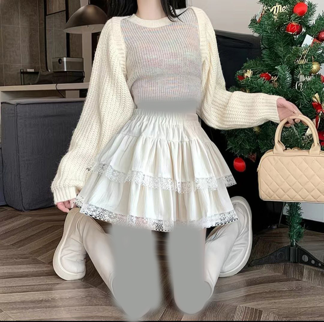 دامن کوتاه طبقه ای توری دار