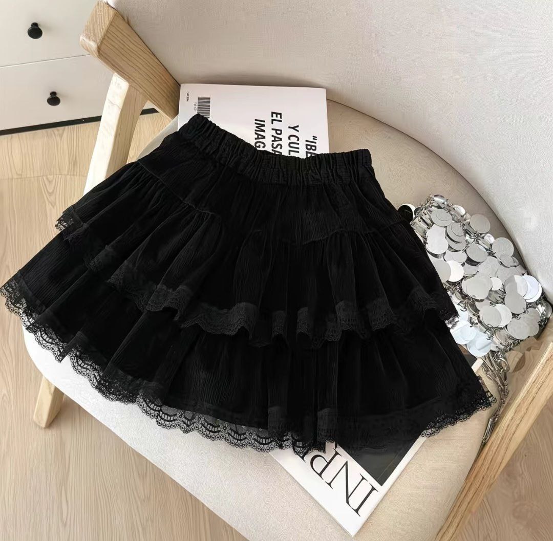 دامن کوتاه طبقه ای توری دار