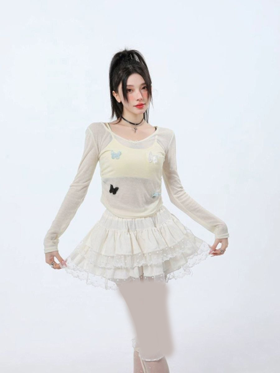 دامن کوتاه طبقه ای توری دار