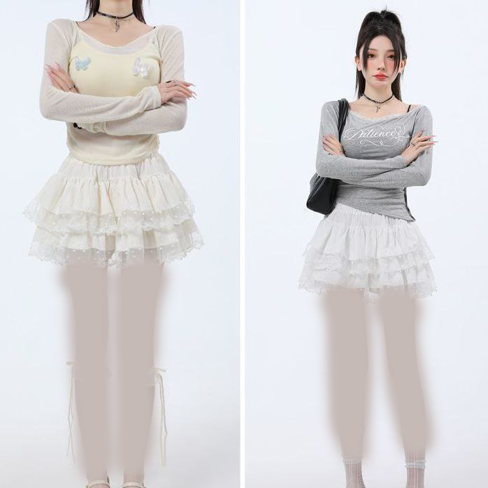 دامن کوتاه طبقه ای توری دار