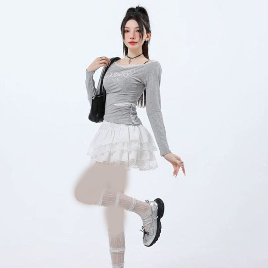 دامن کوتاه طبقه ای توری دار