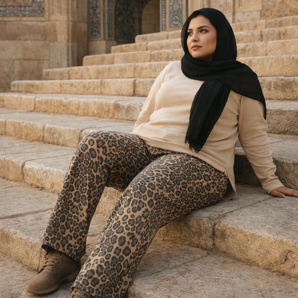 شلوار پلنگی سایز بزرگ