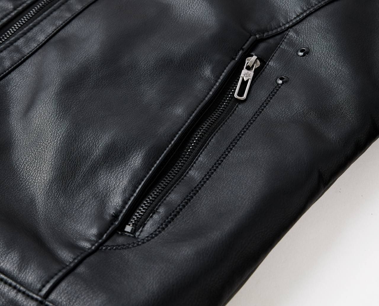 کاپشن چرم کلاسیک کلاه دار کد 985