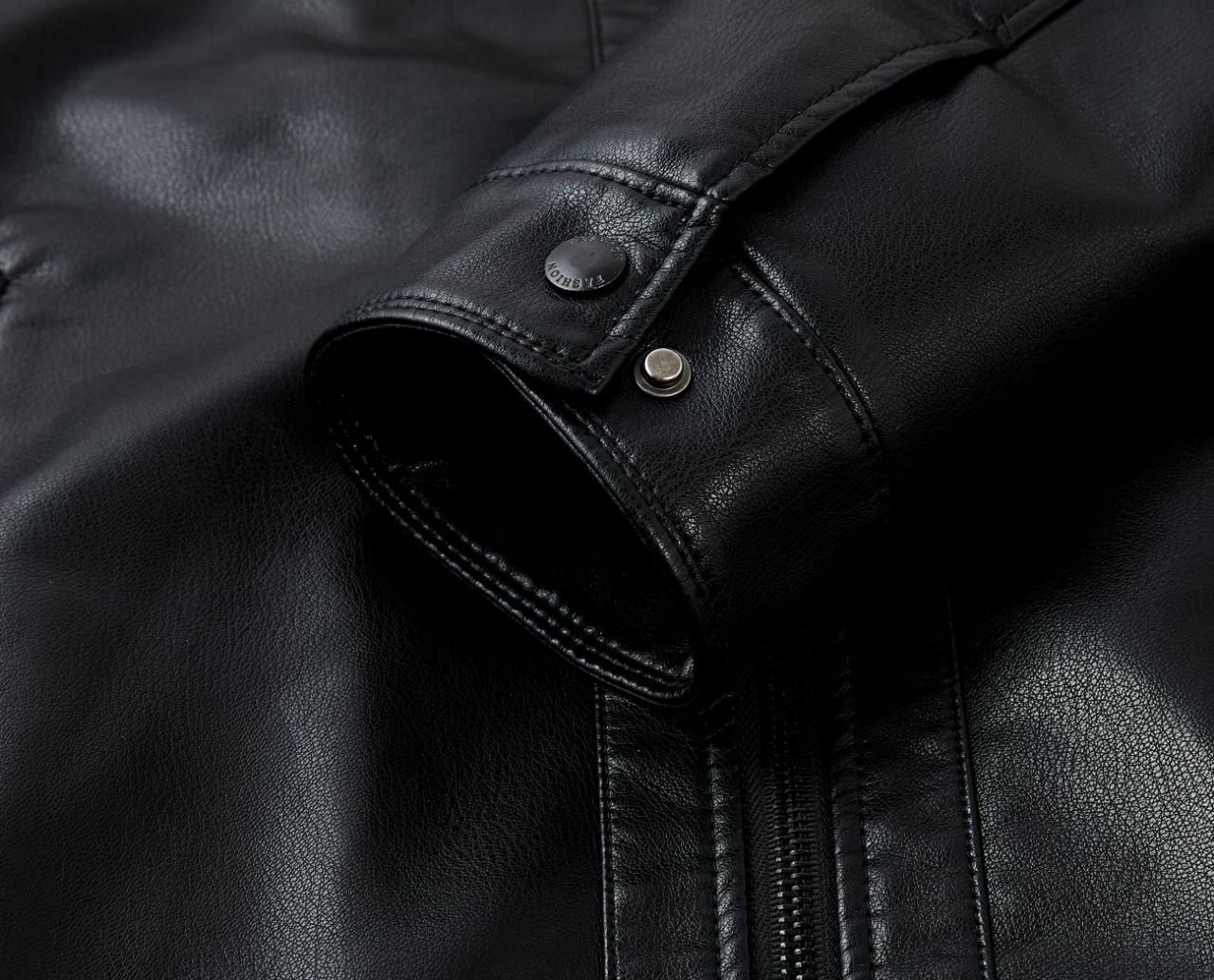 کاپشن چرم کلاسیک کلاه دار کد 985