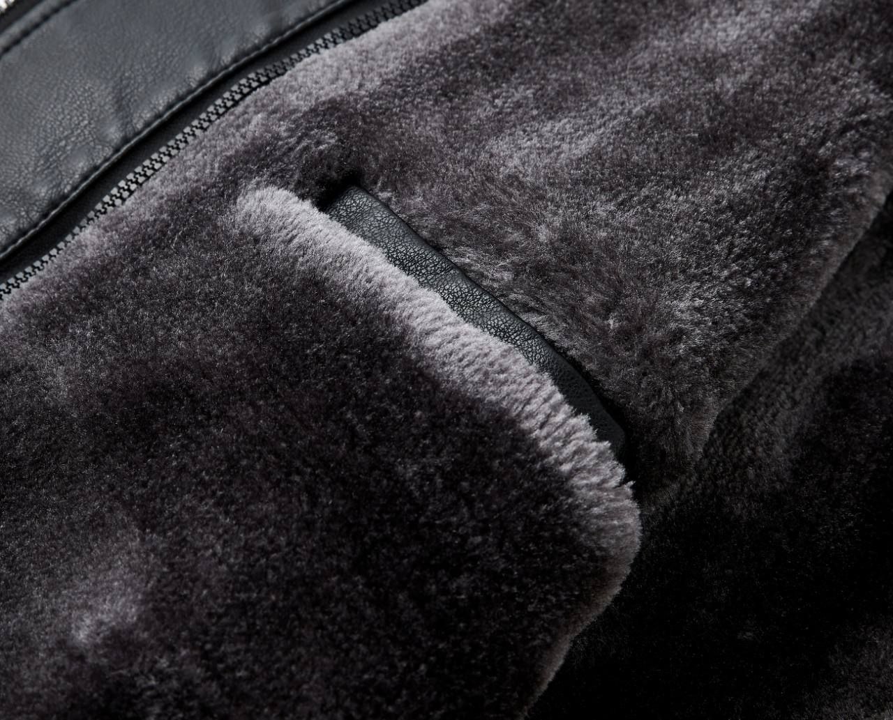 کاپشن چرم کلاسیک کلاه دار کد 985